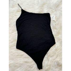 GOOD AMERICAN 90s Good Touch One-Shoulder Bodysuit Size 3 
Black NWT
2